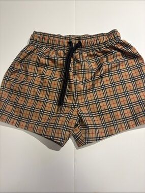 Burberry Tan Plaid Kids Shorts with Black Drawstring 0002